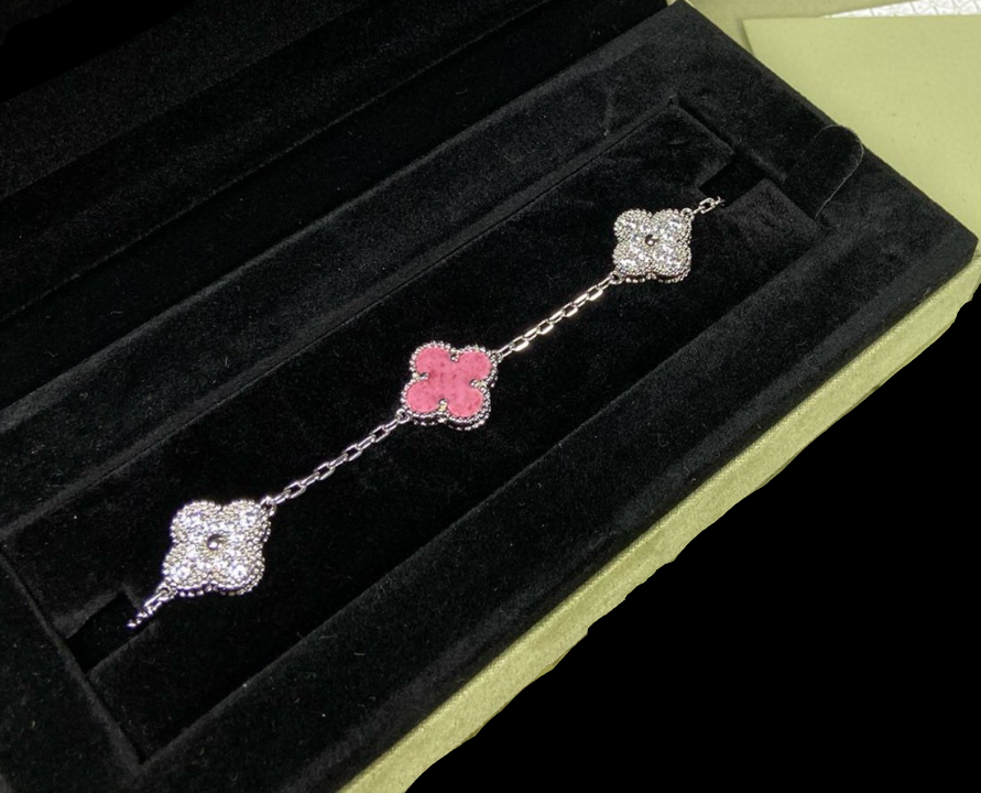 Bransoletka rozowa z cyrkoniami